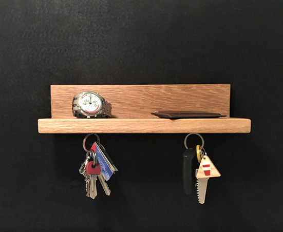 White Oak Shelf with magnetic key holder